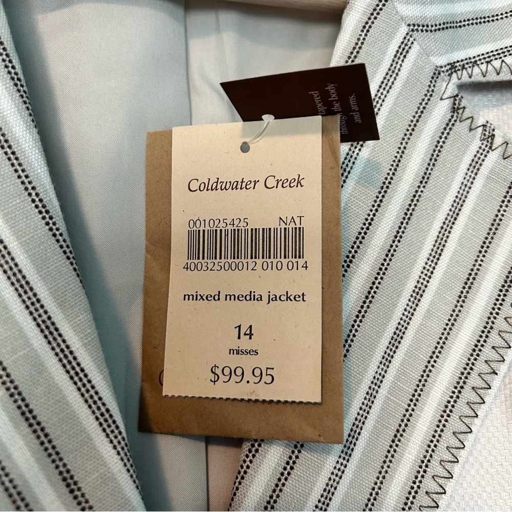 Coldwater Creek Women's Beige Mixed Media Cotton Linen Blazer Size 14 NWT - Picture 5 of 16